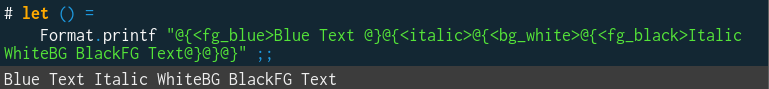 Exemple de marquage avec la gestion des tags sémantiques par Format dans un terminal ANSI