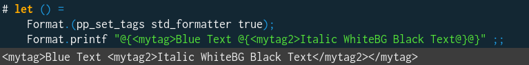 Exemple de traitement du marquage avec un tag sémantique de texte dans un navigateur depuis TryOCaml